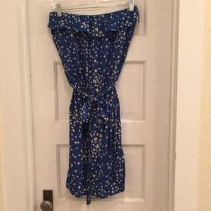 Blue star strapless boutique party dress